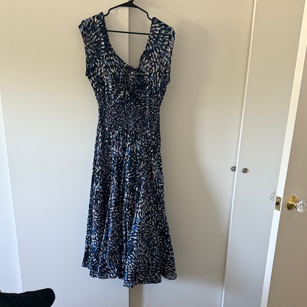 English Factory Navy and White Midi Dress